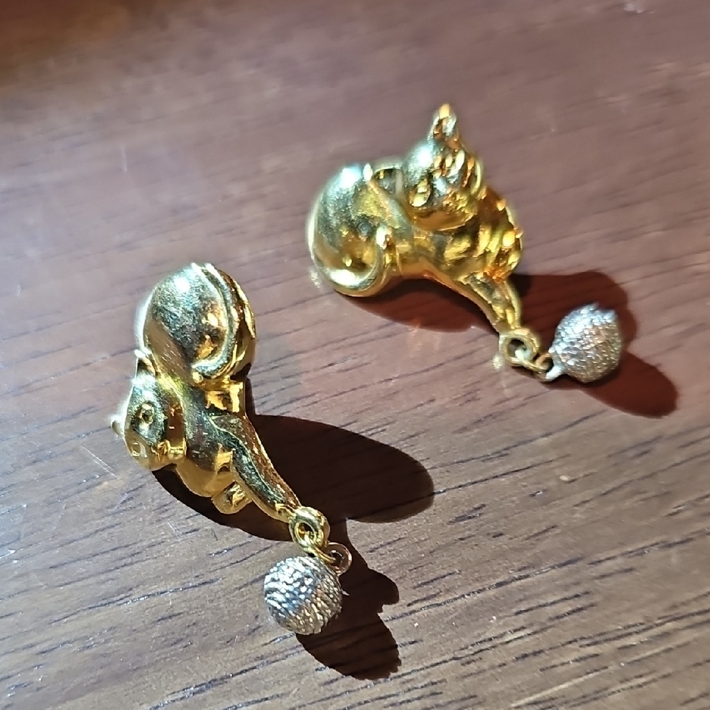 Elegant Gold and Silver Cat Earrings